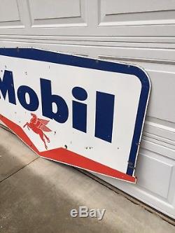 Mobil Oil Gas Station Sign Dated 1957-Double Sided Porcelain 81 X 41 Good Size