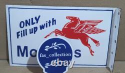 Mobilgas Porcelain Enamel Sign 18 x 10 Inches 2 Sided