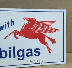 Mobilgas Porcelain Enamel Sign 18 x 10 Inches 2 Sided