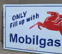 Mobilgas Porcelain Enamel Sign 18 x 10 Inches 2 Sided