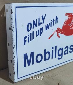 Mobilgas Porcelain Enamel Sign 18 x 10 Inches 2 Sided