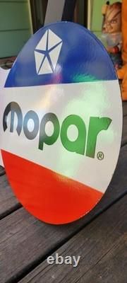 Mopar Flange Double Sided Porcelain sign vintage Retro Advertising