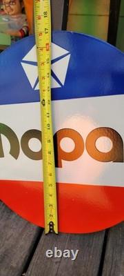 Mopar Flange Double Sided Porcelain sign vintage Retro Advertising