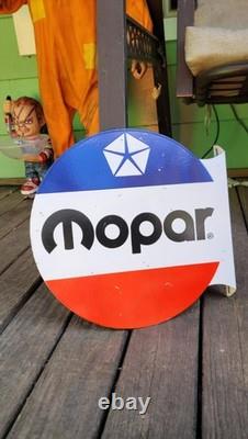 Mopar Flange Double Sided Porcelain sign vintage Retro Advertising