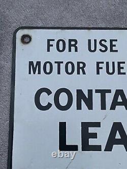 Moror Fuel Contains Lead Porcelain Metal Sign Antiknock Compounds Double Sided