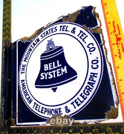 Mountain States Bell System sign original vintage porcelain double sided flange