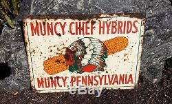 Muncy Chief Hybrids Pennsylvania Corn Dealer Farm Seed Double Sided Metal Feed