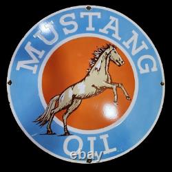 Mustung Oil Porcelain Enamel Sign 30x30 Inches Double Sided