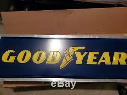 NEW Lighted Dealer Sign GOODYEAR 12 X 36 Silver Frame Double sided Hanging Sign
