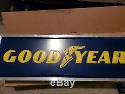 NEW Lighted Dealer Sign GOODYEAR 12 X 36 Silver Frame Double sided Hanging Sign