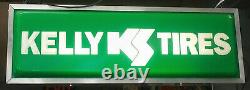 NEW Lighted Dealer Sign Kelly Tires 12 X 36 Silver Frame Double Sided Sign