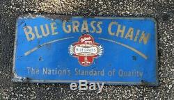 NICE VINTAGE BELKNAP HARDWARE BLUE GRASS CHAIN DOUBLE SIDED SIGN Keen Kutter