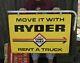 Nos In Box Ryder Rental Moving Trucks Sign Double Sided Flange Bracket Hanger