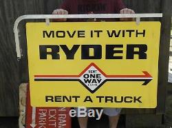 NOS in Box Ryder Rental Moving trucks Sign Double sided Flange Bracket Hanger