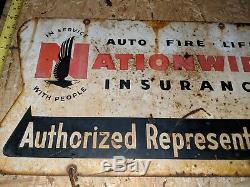 Nationwide Insurance Original Double Sided Metal Sign with hanging name tag 1955