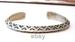 Navajo Hand Stamped Ingot Carinated Double Sided Cuff Bracelet Stacker Signed