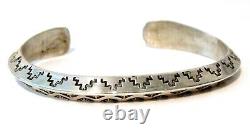 Navajo Hand Stamped Ingot Carinated Double Sided Cuff Bracelet Stacker Signed