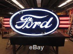 New Double-Sided Ford Oval with Wings Neon Sign 8 Feet Wide x 36 High