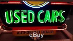 New OK USED CARS Double-Sided Painted Enamel Sign with Neon 58W x 40H