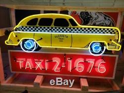 New Vintage TAXI Double-Sided Neon Sign 72W x 42H Neon Signs Lifetime Warr
