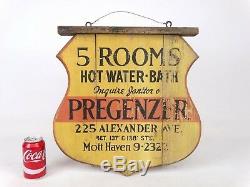 New York City Bronx Antique Trade Sign Double Sided, Hand Painted Shield ROOMS