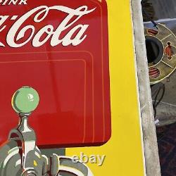 Nice! Original 1941 Coca-cola Fountain Double-sided Porcelain Hanging Sign 26