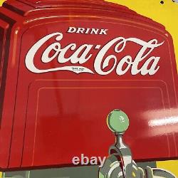 Nice! Original 1941 Coca-cola Fountain Double-sided Porcelain Hanging Sign 26
