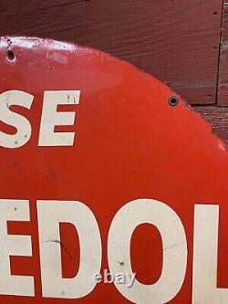 Nice Original Vtg Ca. 50s 60s Veedol Motor Oil Double Sided Metal 30 Gas Sign