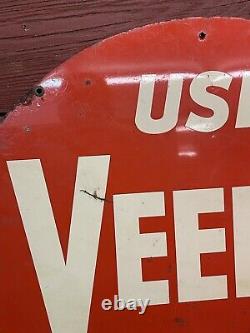 Nice Original Vtg Ca. 50s 60s Veedol Motor Oil Double Sided Metal 30 Gas Sign