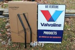 Nos Original Vintage Double Sided Valvoline Sign On Stand Service Station 36 In