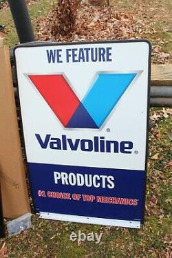 Nos Original Vintage Double Sided Valvoline Sign On Stand Service Station 36 In