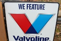 Nos Original Vintage Double Sided Valvoline Sign On Stand Service Station 36 In