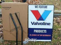 Nos Original Vintage Double Sided Valvoline Sign On Stand Service Station 36 In