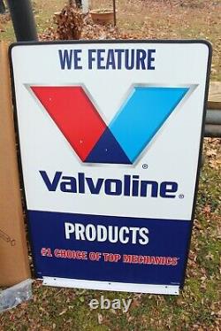 Nos Original Vintage Double Sided Valvoline Sign On Stand Service Station 36 In