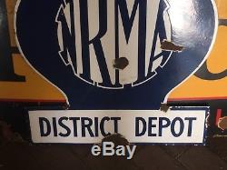 Nrma District Depot Double Sided Enamel Sign