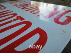 OLD NO SMOKING STOP MOTORS PORCELAIN DOUBLE SIDED GAS STATION SIGN VTG Enamel