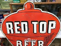 OLD RED TOP BEER LARGE, HEAVY DOUBLE SIDED PORCELAIN SIGN (48x 32), NICE SIG