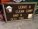 Old Vintage Smokey The Bear Clean Camp Dead Fire Wood Sign Double Sided Patina