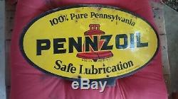 ORIGINAL 1930's 1940's PENNZOIL DOUBLE SIDED LUBESTER SIGN. LOOK