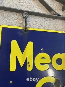 ORIGINAL''MEADOW GOLD'' DOUBLE SIDED 18X17 INCH PORCELAIN SIGN With BRACKET