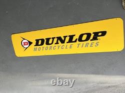 ORIGINAL VINTAGE DUNLOP TIRES LARGE METAL DEALER SIGN 4' x 1