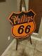 Original Vintage Phillips 66 Double Sided Porcelain Sign Gas Oil Old