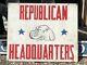 Original Vintage Republican Headquarters Double Sided Painted Wood Sign Politics