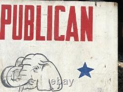 ORIGINAL Vintage REPUBLICAN HEADQUARTERS Double Sided Painted Wood Sign Politics