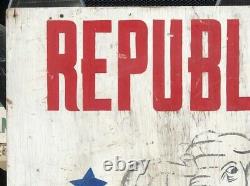 ORIGINAL Vintage REPUBLICAN HEADQUARTERS Double Sided Painted Wood Sign Politics