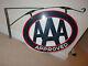Original Porcelain Double-sided Aaa Sign With Original Bracket Great Condition