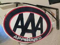 ORIGINAL porcelain DOUBLE-sided AAA sign WITH original BRACKET great CONDITION