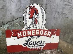 Old Honegger Egg Farm Double Sided Porcelain Sign