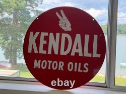 Old Kendall Motor Oil Tin Curb Display Sign Double sided gas Station