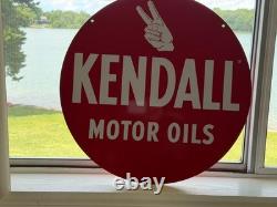 Old Kendall Motor Oil Tin Curb Display Sign Double sided gas Station
